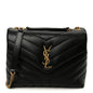 Calfskin Y Quilted Monogram Small Loulou Chain Satchel Black
