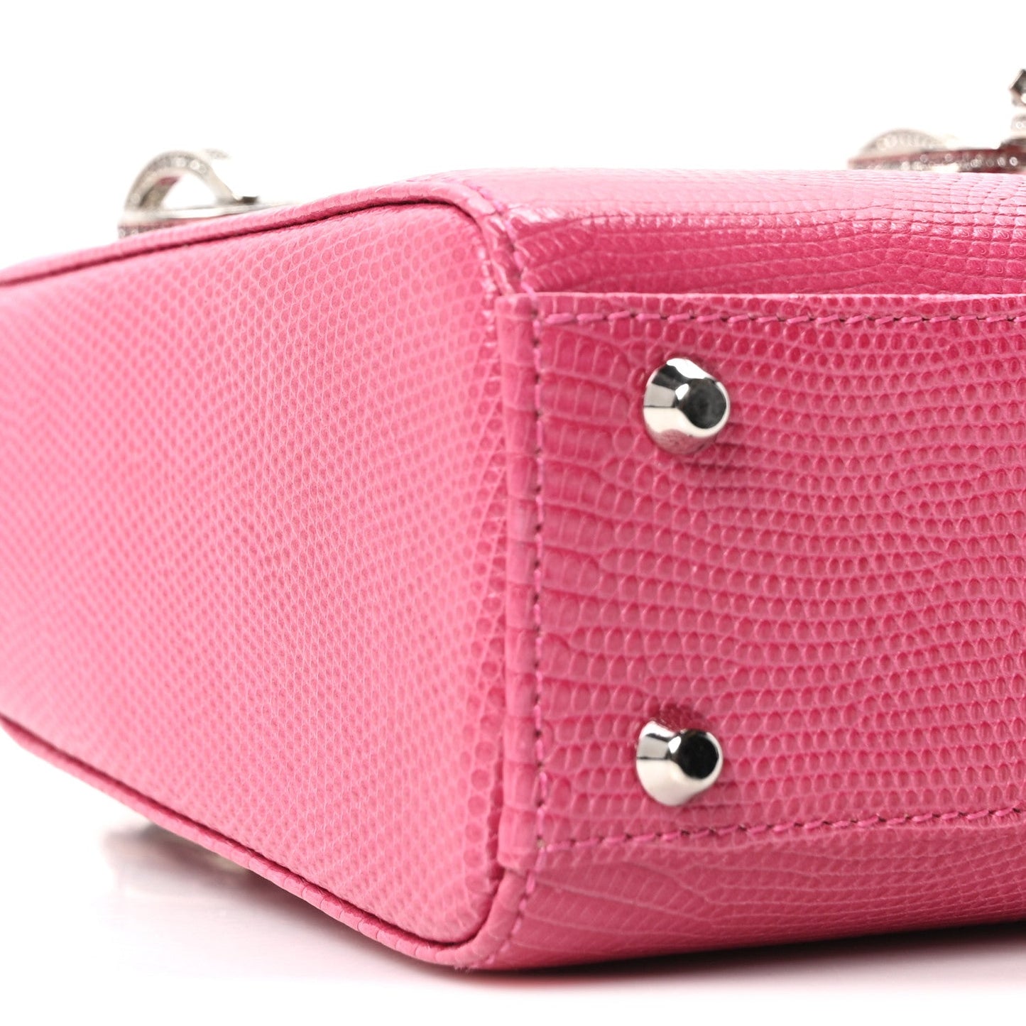 Lizard Swarovski Crystal Mini Lady Dior Dark Pink