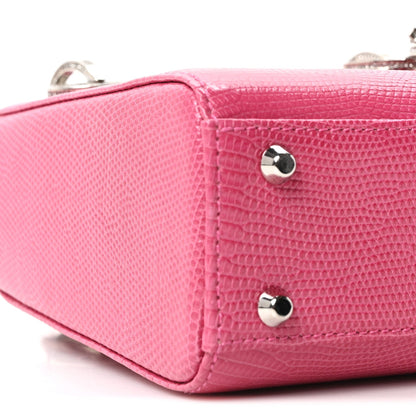 Lizard Swarovski Crystal Mini Lady Dior Dark Pink