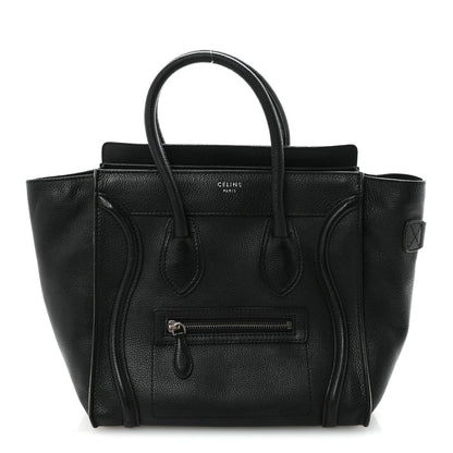 Drummed Calfskin Micro Luggage Black