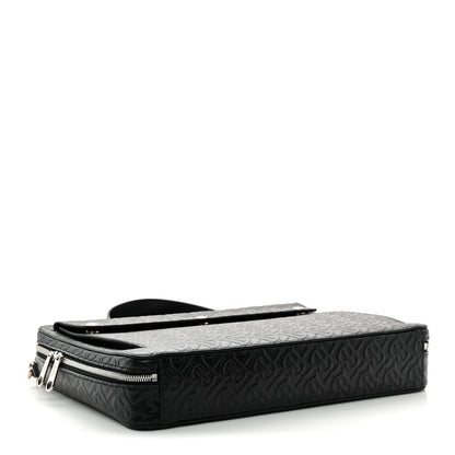 Calfskin Embossed TB Triple Stud Briefcase Black