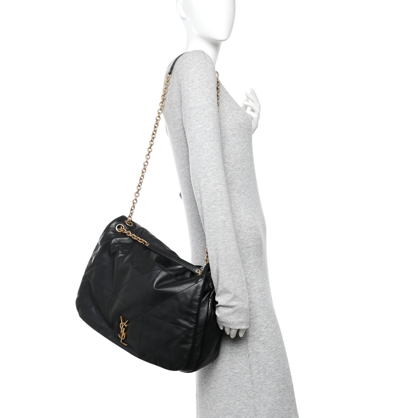 Lambskin Matelasse Monogram Large Jamie 4.3 Black