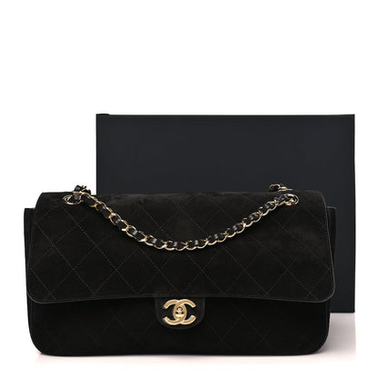 Suede Calfskin Small Souplissimo Maxi Flap Black