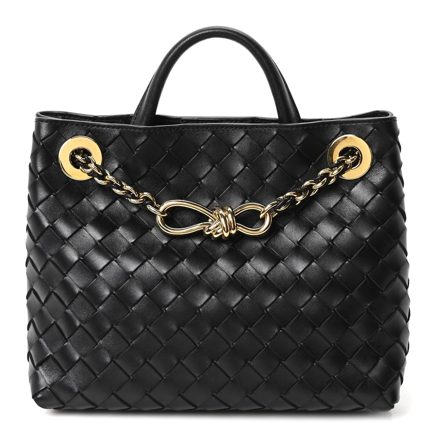 Nappa Intrecciato Small Andiamo With Chain Shoulder Bag Black