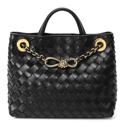 Nappa Intrecciato Small Andiamo With Chain Shoulder Bag Black