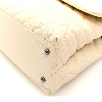 Caviar Lizard Quilted Medium Coco Handle Flap White