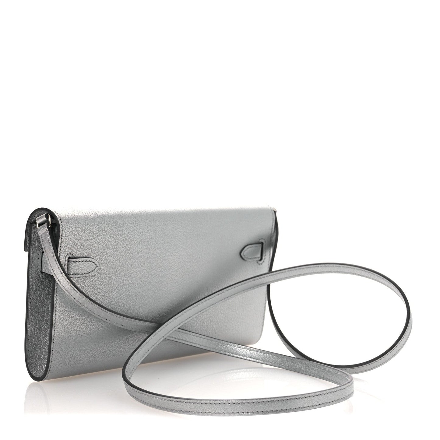 Metallic Chevre Chamkilight Kelly Wallet To Go Argent