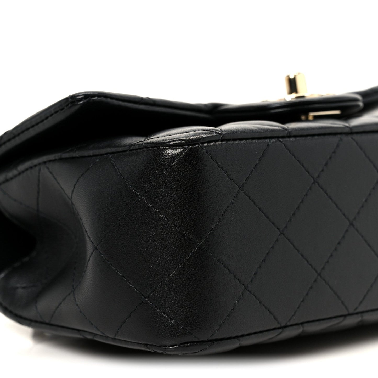 Lambskin Quilted Mini Top Handle Rectangular Flap Black