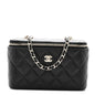 Caviar Quilted Small Vanity Case With Chain Black