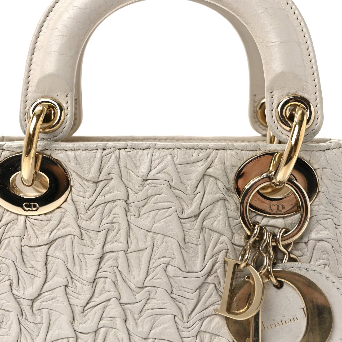 Lambskin Gathered Mini Lady Dior White