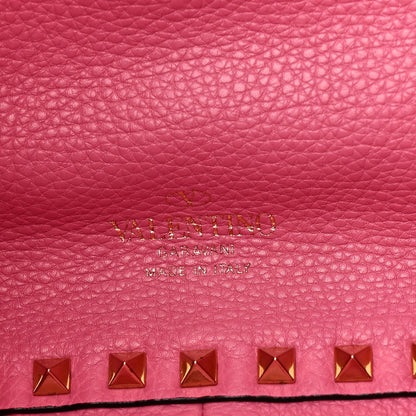 Grained Calfskin Medium Rockstud Reversible Tote Army Green Pink