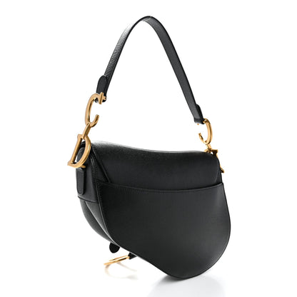 Grained Calfskin Saddle Bag Black