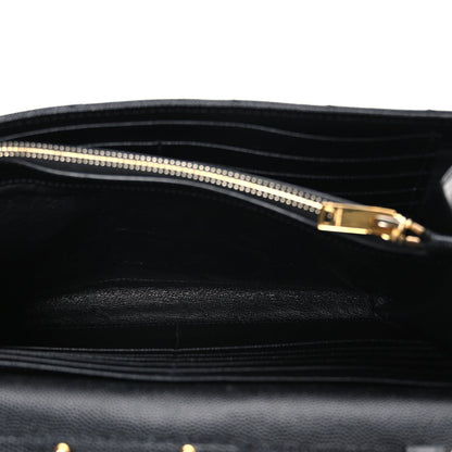 Grain De Poudre Matelasse Chevron Monogram Chain Wallet Black