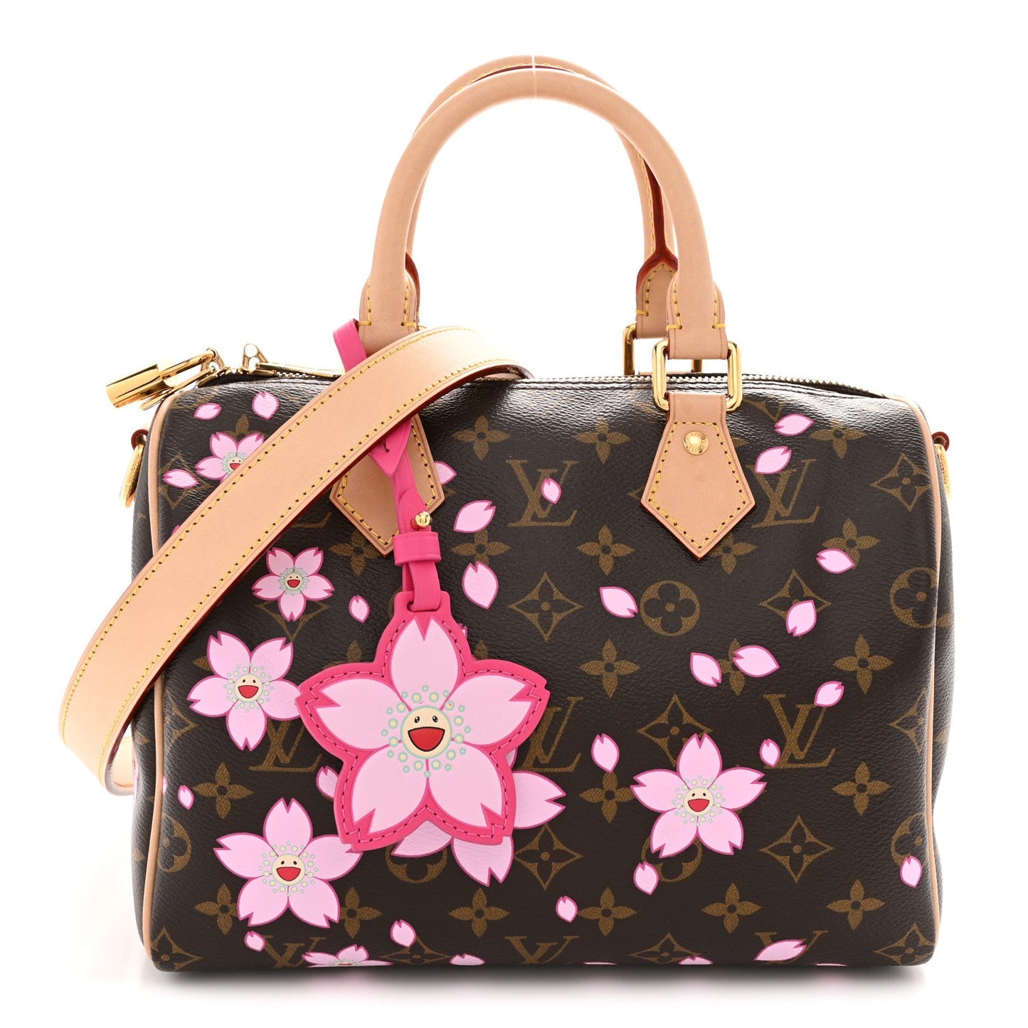 LV X TM Monogram Cherry Blossom Speedy Bandouliere 25 Sakura Brown