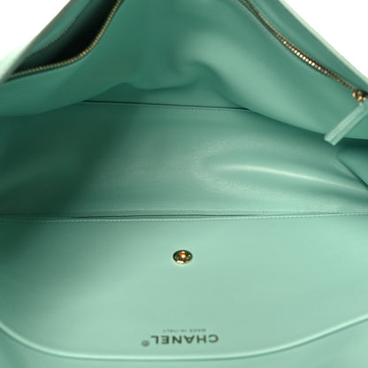 Suede Calfskin Small Souplissimo Maxi Flap Green