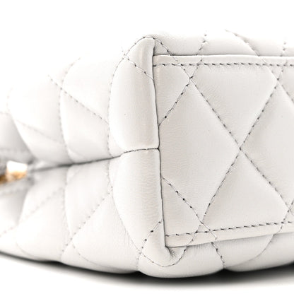 Shiny Aged Calfskin Quilted Nano Kelly Shopper Light Grey