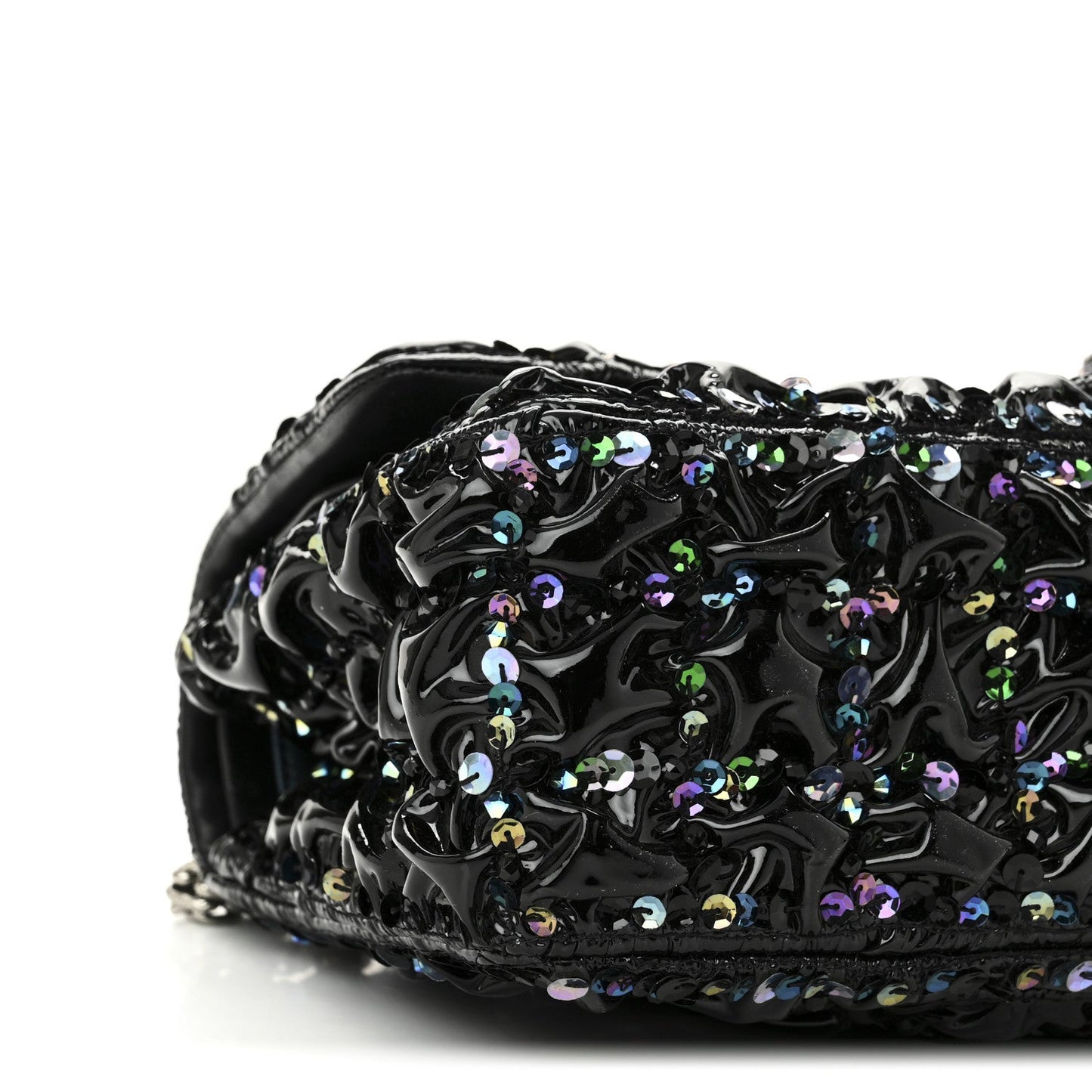 Patent Sequin Crystal Ruched 2.55 Reissue 225 Flap Black