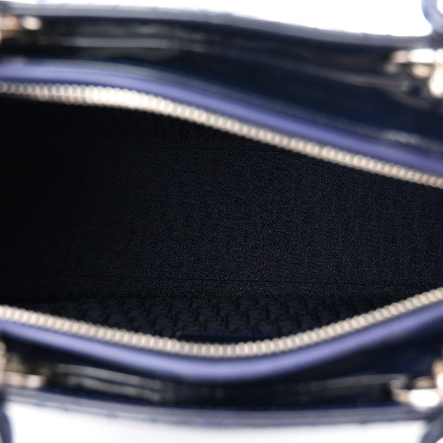 Patent Cannage Large Lady Dior Navy Blue