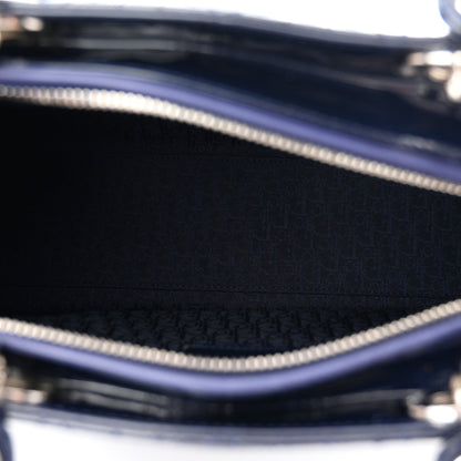 Patent Cannage Large Lady Dior Navy Blue