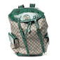 GG Supreme Monogram Snakeskin Ophidia Double Buckle Backpack Brown Green