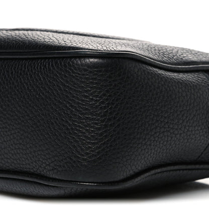 Pebbled Calfskin Small Soho Disco Bag Black
