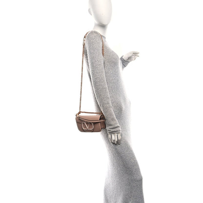 Calfskin Crystal Vlogo Small Loco Shoulder Bag Rose Cannelle