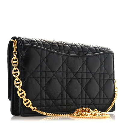 Supple Calfskin Cannage Caro Belt Pouch with Chain  Black