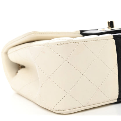 Lambskin Quilted Mini Rectangular Flap White Black