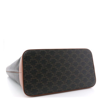 Triomphe Canvas Calfskin Medium Cabas Bag Tan