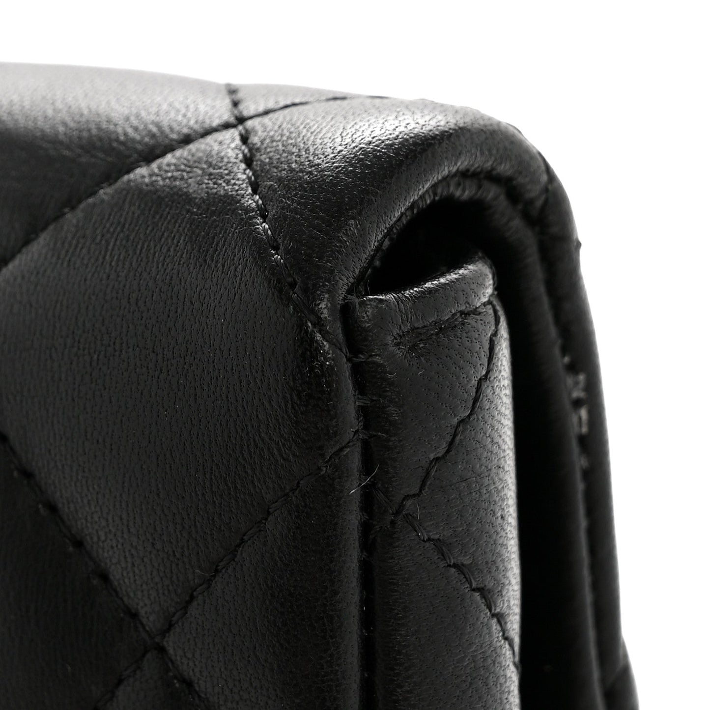 Lambskin Quilted Flap Clutch Black