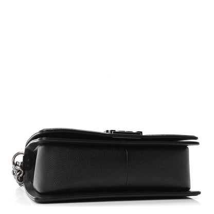 Caviar Chevron Quilted Medium Boy Flap Black