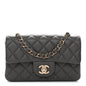 Lambskin Quilted Mini Rectangular Flap Dark Grey