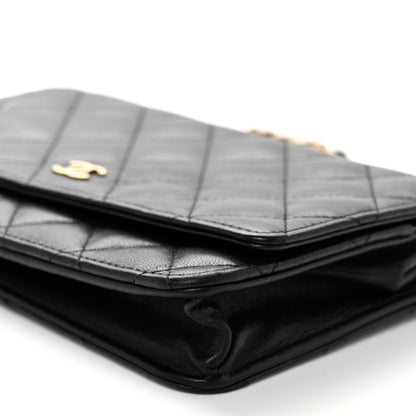 Lambskin Quilted Wallet On Chain WOC Black