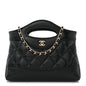 Shiny Crumpled Calfskin Quilted Nano 31 Shopping Bag Black