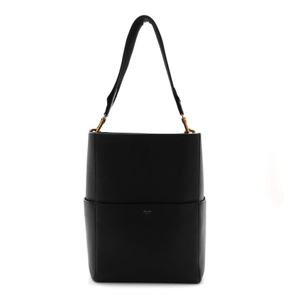 Soft Grained Calfskin Sangle Bucket Bag Black