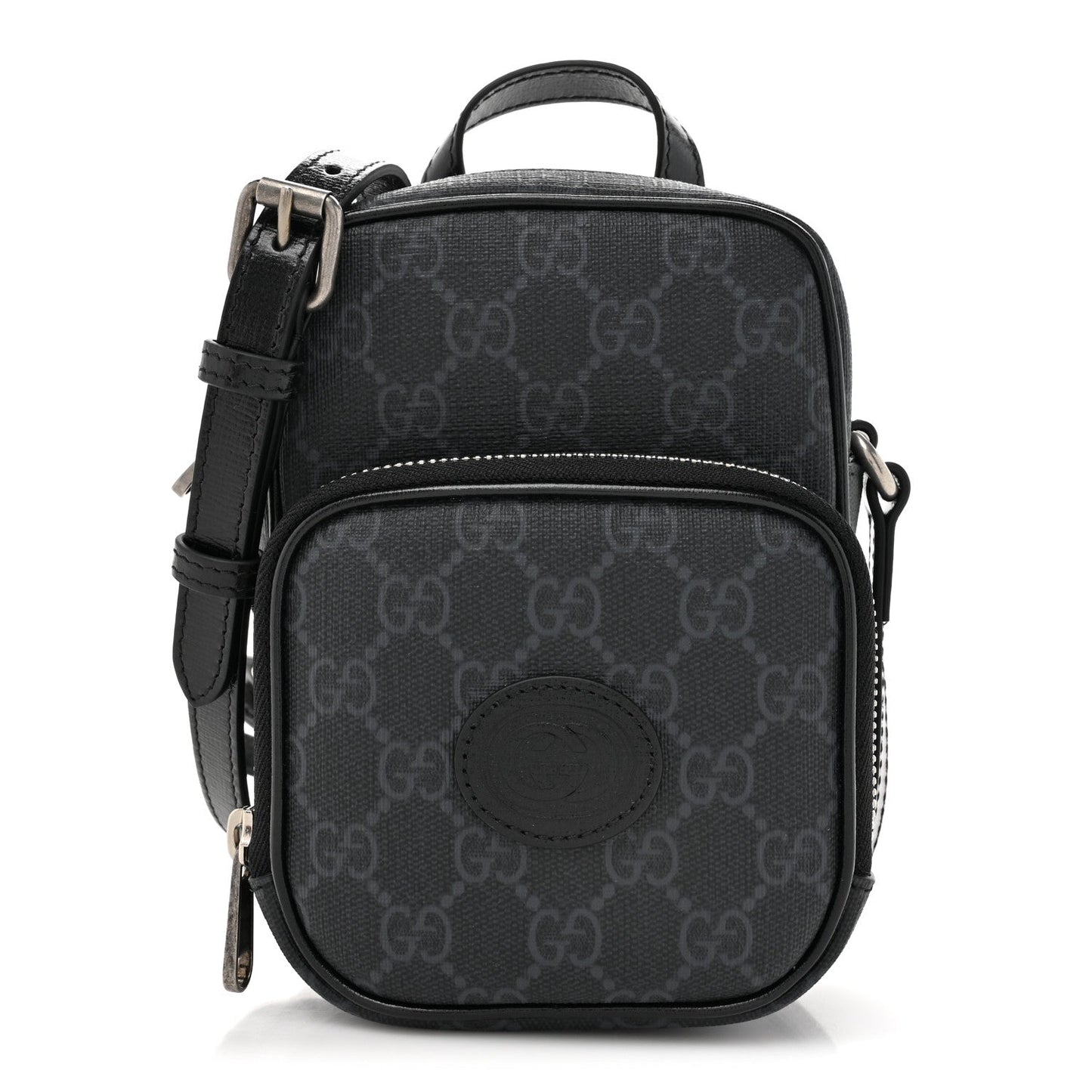 GG Supreme Monogram Azalea Calfskin Mini Retro Interlocking G Bag Black