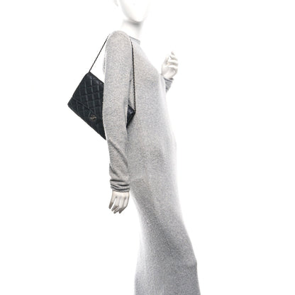 Lambskin Quilted Clutch With Chain Flap Black