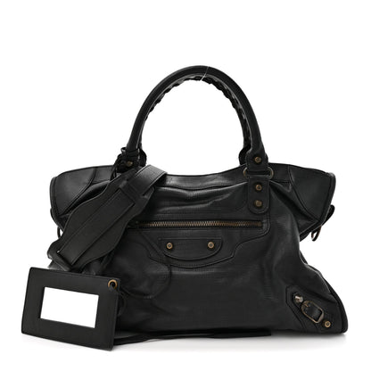 Calfskin Lizard Embossed Classic Hardware City Black