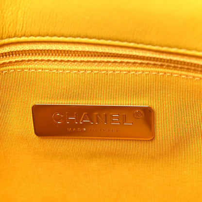 Shiny Goatskin Quilted Medium Chanel 19 Flap Yellow