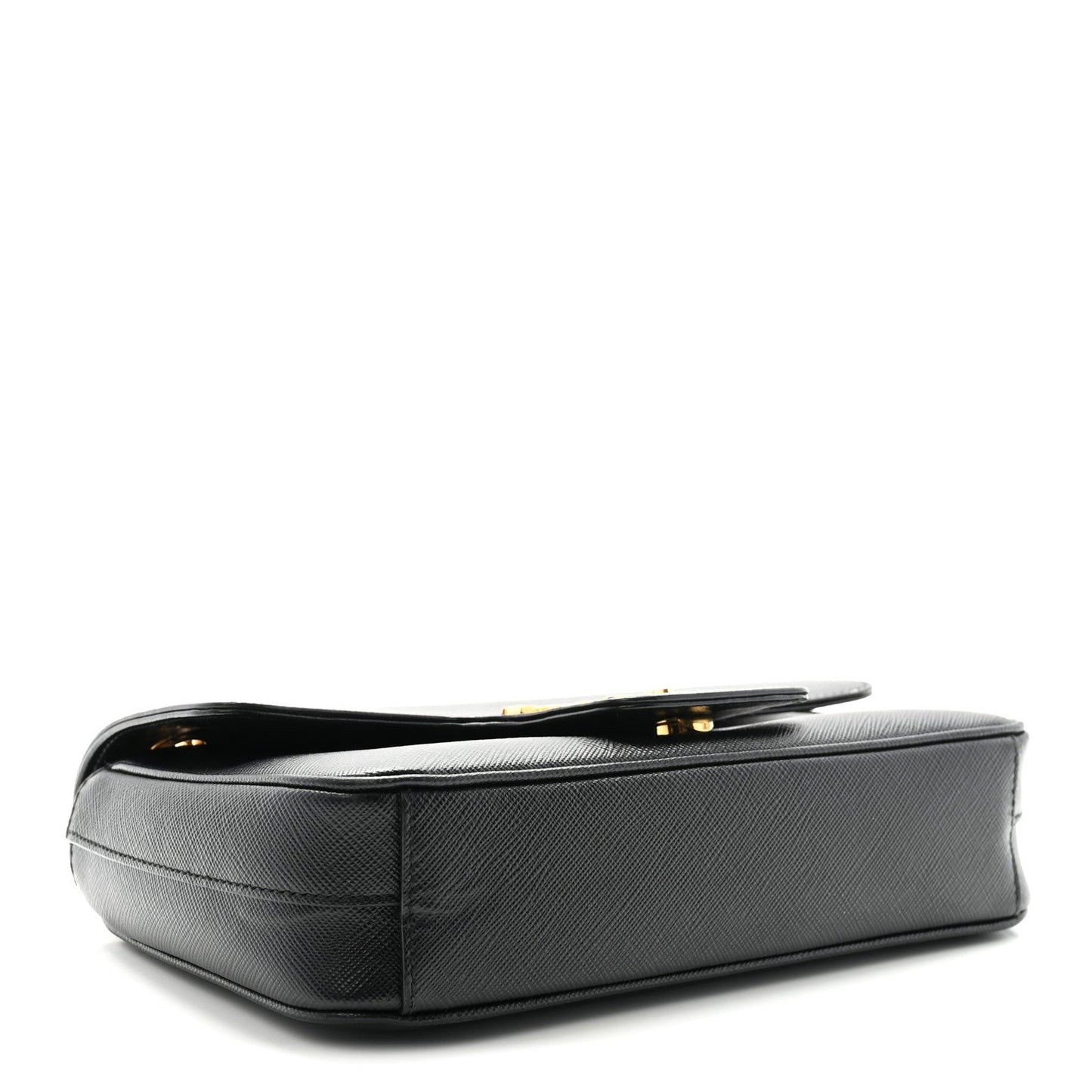Saffiano Flap Shoulder Bag Black