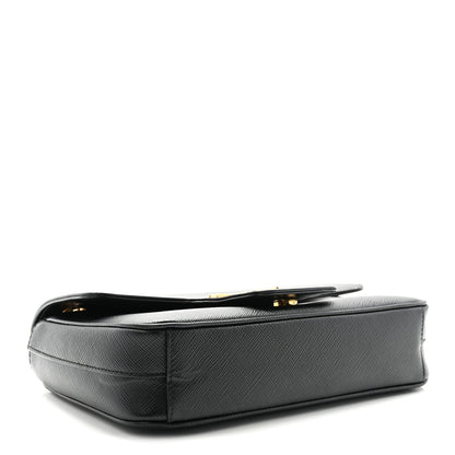 Saffiano Flap Shoulder Bag Black