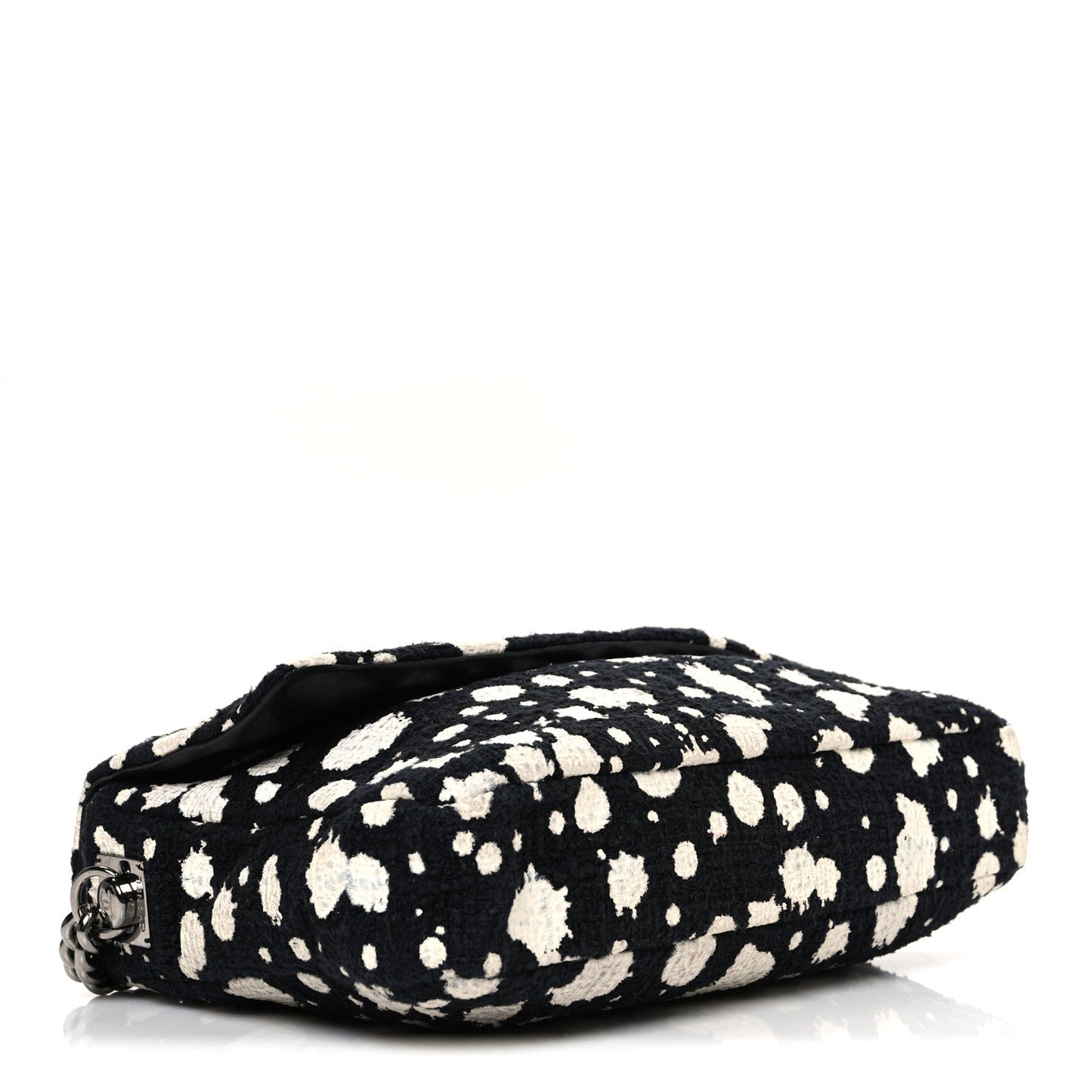 Tweed Paint Splatter Print Flap Black White