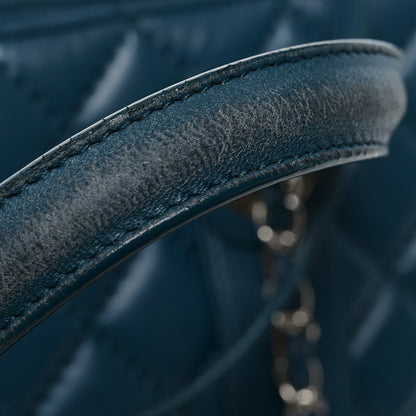 Lambskin Quilted Easy Carry Shopping Tote Blue
