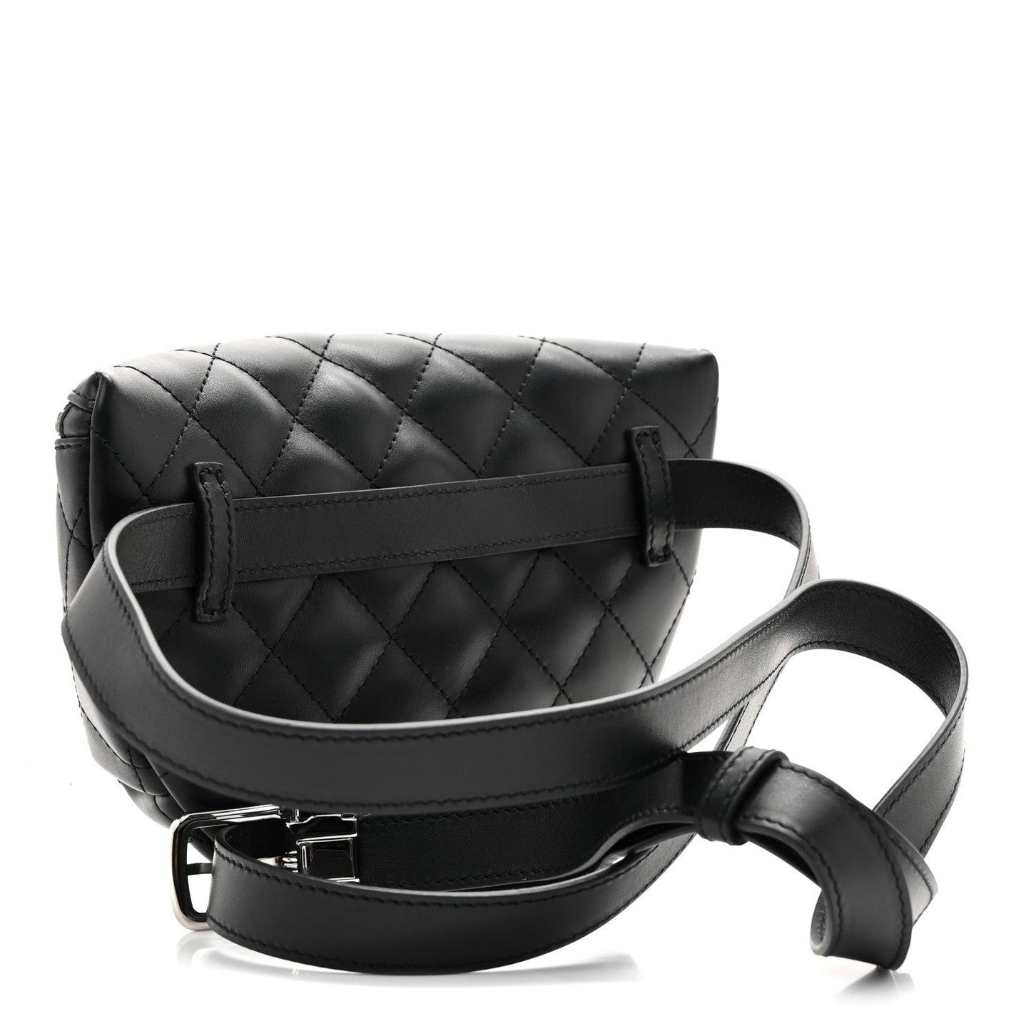 Calfskin Quilted Waist Belt Bag Black