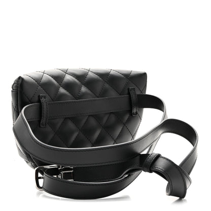 Calfskin Quilted Waist Belt Bag Black