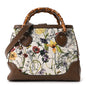 Canvas Floral Small Diana Bamboo Handle Bag Brown