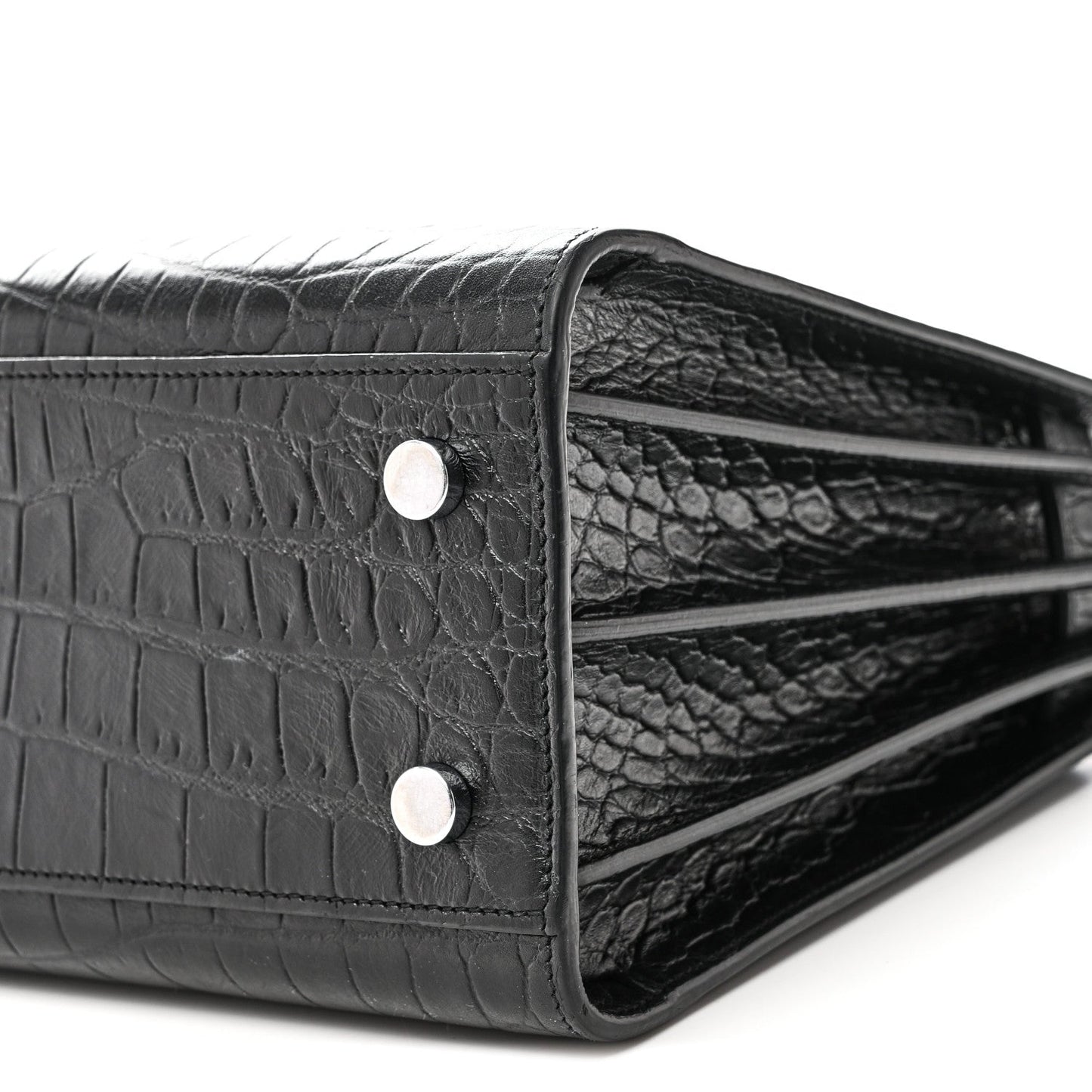 Calfskin Crocodile Embossed Baby Sac De Jour Black