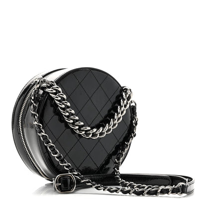Patent Round As Earth Evening Bag Black