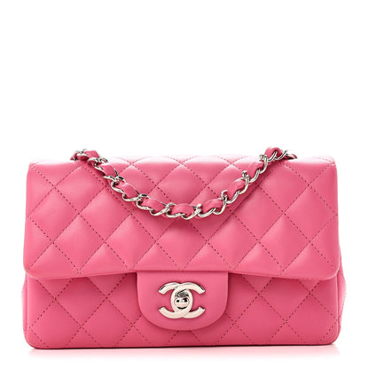 Lambskin Quilted Mini Rectangular Flap Pink