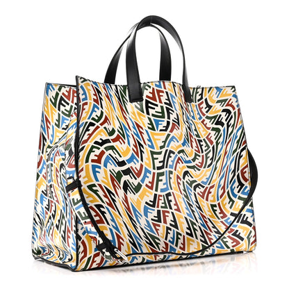 X SARAH COLEMAN Vitello Grace Light FF Vertigo Shopping Tote White Ice Multicolor